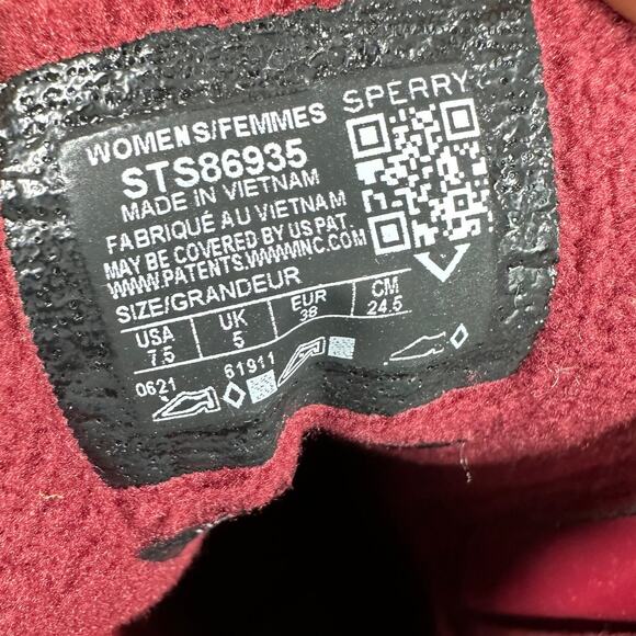 Sperry NWOB Saltwater Quilted Duck Booties in Burnt Henn Red Size 7.5 Lace Up - Picture 6 of 8